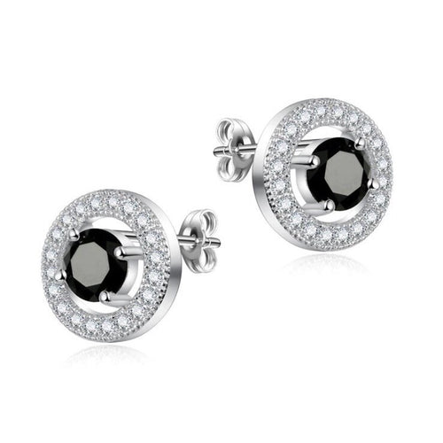 boucles d'oreilles argentées et noires