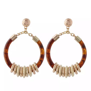 Boucles d'oreilles marrons et dorées